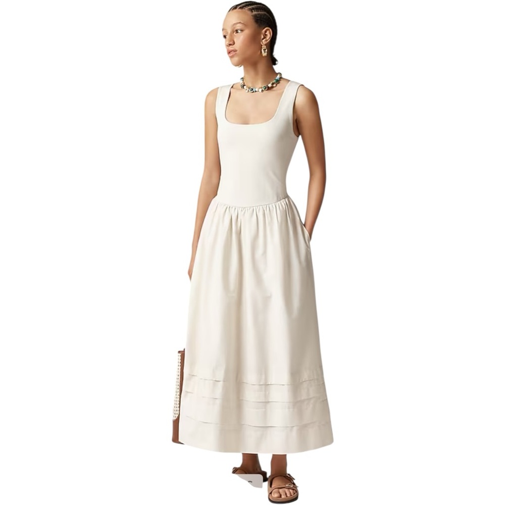 J. Crew Cream Scoop-Neck Midi Dress